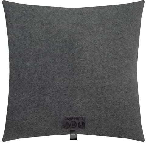 Soft-Fleece-Kissenbezug – Polarfleece-Kissenbezug mit Häkelstich – Flauschige Kissenhülle – 40x40 cm – 940 Medium Grey Mel. – von 'zoeppritz since 1828', 702291-940-50x50