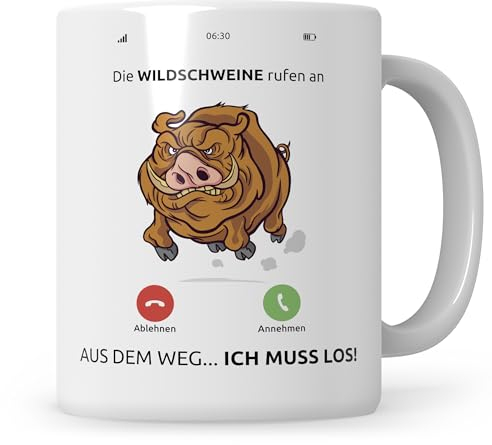 Sweetify Die Wildschweine Rufen An Tasse Geschenk für Jäger Jagd Jagen Geschenkidee