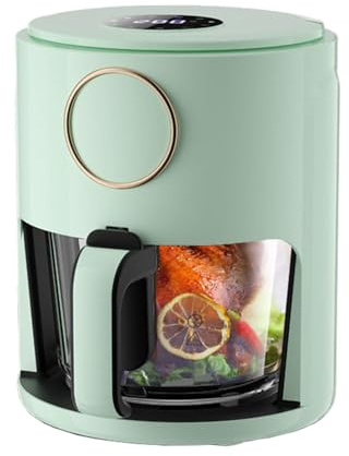 Freidora de aire de gran capacidad de 5 l, horno eléctrico multifunción transparente, totalmente automático, inteligente, de vidrio para el hogar, 1000 W (color: verde, tamaño: pantalla táctil)