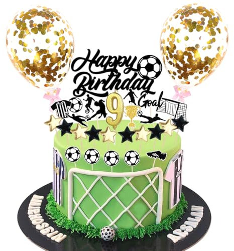 30 Stück Tortendeko Fussball, 9 Jahre Kuchen Deko fußball, Fussball Muffin Deko, Cake Topper Fussball, Happy Birthday Deko Torte, Fussball Deko Torte, Kuchendeko Geburtstag Junge