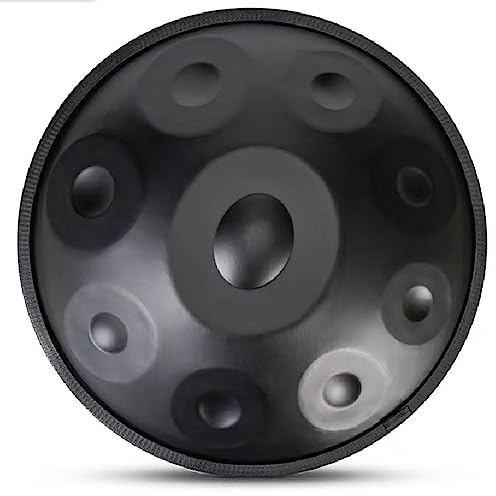 Handpan-Trommelinstrument in g-Moll, 18 Zoll kleine Handpan-Trommel aus Stahl für professionelle Audioproduktion - Inkl. Handpan-Tasche, Trommelstativ, 2 Handpan-Schläger, staubfreies Tuch