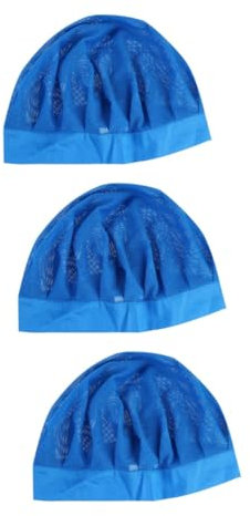 PACKOVE 3 Piezas Respirable Gorro De Cocinero Sombreros Servicio Red para El Cabello SPA Sombrero De Chef De Cocina Sombrero De Mujer Sombrero De Pelo Rizado Azul Venda Redes De Gorro Blue
