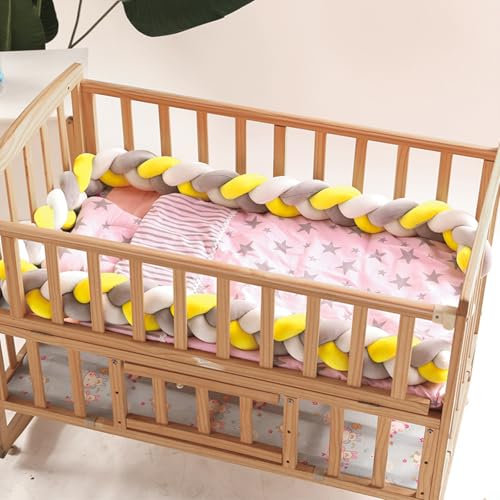 GYCS Bettschlange Baby Geflochten Geflochtene Babybett Nestchen Bettumrandung Knotenkissen Seitenschläferkissen Stillkissen Bettrolle Zierkissen Für Wohndekoration,A01,4M