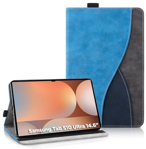 AsWant Hülle für Samsung Galaxy Tab S10 Ultra/S9 Ultra/S8 Ultra 14.6 Zoll Tablet mit Portemonnaie und Standfunktion Schutzhülle Kompatibel mit Samsung Tab S10 Ultra Hülle (Blau)