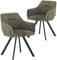 B&D home® Esszimmerstühle Cyrus 2er-Set – Polsterstuhl mit Armlehnen, Cordstoff Grün, stabiles Metallgestell schwarz, moderner Industrial-Look für Küche, Esszimmer & Wohnzimmer