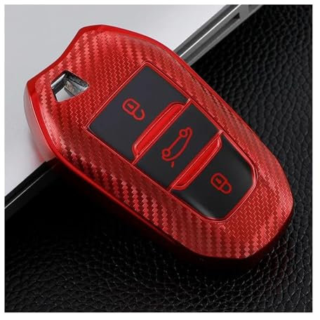 STRIVING BIRD Coques de clé pour Peugeot 2008 3008 4008 5008 308 408 508 pour Citroën C4 C4L C6 C3-X Étui pour Clé De Voiture Intelligente Housse De Protection pour Clé De Voiture (Red)