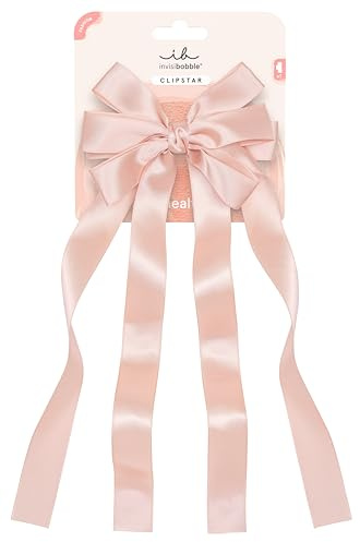 invisibobble CLIPSTAR M Ribbon Glam (1 Stück) - Haarspange mit rosa Schleife - Haarschmuck für Damen - edler & verspielter Look - für Mädchen und Damen