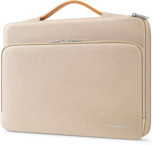 MCHENG 14-Zoll 360 schützende Laptop-Tasche mit Griffen Große Kapazität Aktentasche Kompatibel mit Lenovo IdeaPad Slim 3i/15 Macbook air M2 2023/15.4 MacBook Pro/14 Dell Chromebook 14,Beige.