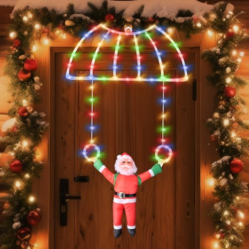 Bindokun Weihnachtsbeleuchtung Außen, 90CM LED Weihnachtsbeleuchtung Weihnachtsdeko Outdoor, 8 Modi USB-Beleuchtung Xmas Deko mit Haken für draußen und innen an Fenstern, Türen, Wänden und Gärten
