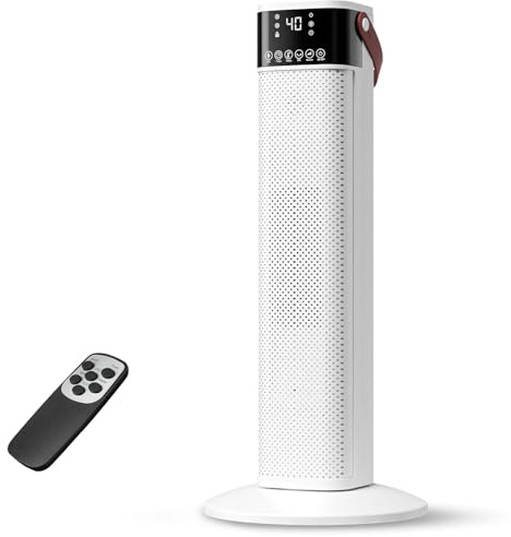 Embilis Chauffe-espace Intérieur, Radiateur Céramique PTC 2000W - Oscillation 45°, Minuterie 12H, Protection Anti-chute & Surchauffe - Maison, Bureau