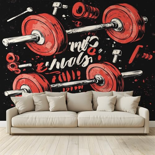Papel pintado 3D fotomural mancuernas tema gimnasio fotográfico tela no tejida diseño para paredes habitación salón sofá TV Hotel pasillo lujo fondo pintura mural 200 x 140 cm