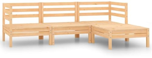 Tonture 4-TLG. Garten-Lounge-Set Massivholz Kiefer, Paletten-Design, Outdoor-Möbel für Terrasse Balkon, Robustes Holz-Sofa-Set, witterungsbeständig, 110 kg Traglast