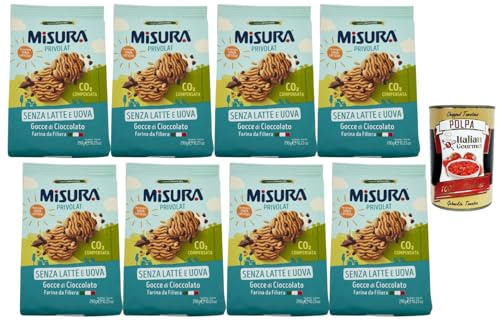 Italian Gourmet Privolat, Kekse mit Schokotropfen – 8 x 290 g, ohne Milch & Eier, laktosefrei, knusprige Weizenkekse zum Frühstück & Snack, ideal zu Kaffee & Tee, Großpackung + Italian Gourmet Polpa