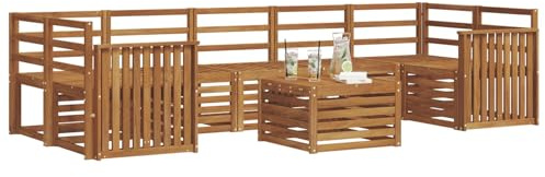 vidaXL Sofagarnituren 8 pcs Natur Massivholz Akazie, Elegantes Garten-Sofa, modernes Lounge-Set für draußen, langlebige Terrasse, gemütliche Sitzmöbel