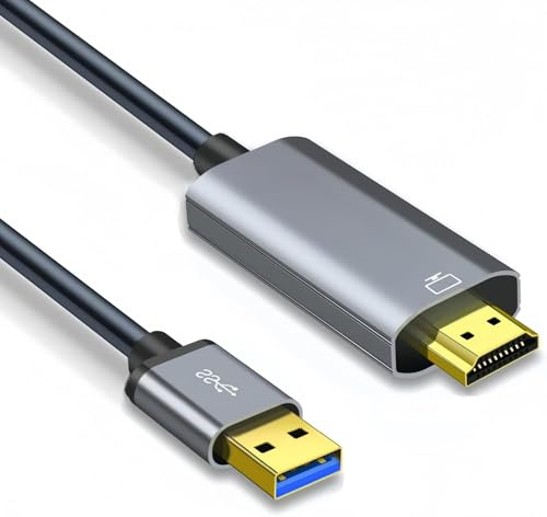 USB to HDMI Cable, Built-in Drivers, 1.2M USB 3.0 to HDMI Male Cable HD 1080P Monitor Converter Cord Compatible with Windows 8.1/10/11/Mac/Android for Desktop and Laptop Link Monitor, Projector, HDTV