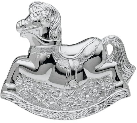 Christening Gifts. Girls Silver Rocking Horse Money Box