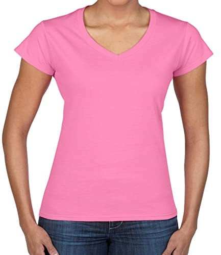 Gildan Ladies Soft Style Short Sleeve V-Neck T-Shirt (XL) (Azalea)