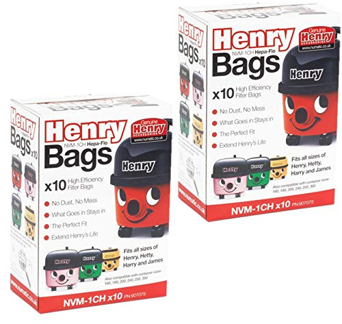 Numatic Lot de 20 sacs, Accessoires pour Aspirateurs Henry NVM 1B/1C et NVM 1C/2