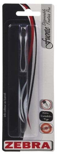 Zebra Pen Fuente Disposable Fountain Pen, 0.6mm Point, Black Ink, 1-Pack