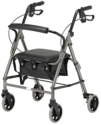 Days Leichter zusammenklappbarer Rollator mit vier Rädern, Gehhilfe mit gepolstertem Sitz, abschließbaren Bremsen und Tragetasche, eingeschränkte Mobilitätshilfe, für ältere oder behinderte Menschen, Quartz, 102/X-Small