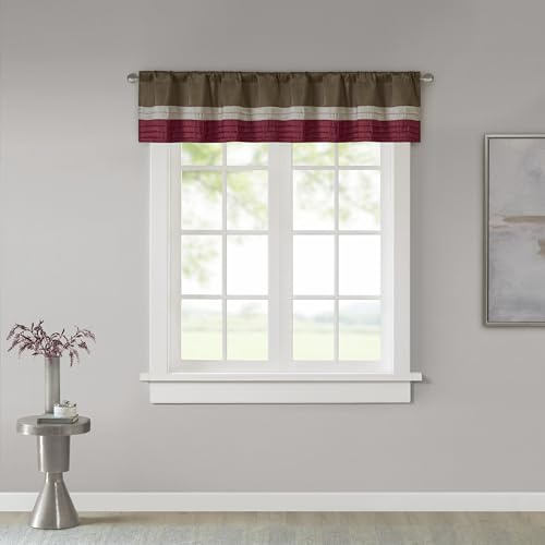 Madison Park Amherst Rod Pocket Valance for Window, 1-Panel, 50x18 Red