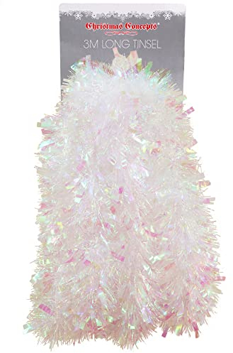 Christmas Concepts® 3m / 9.8ft Klobig/Feines Weihnachtslametta - Weihnachtsdekoration - Hochwertige Lametta (Irisierend)