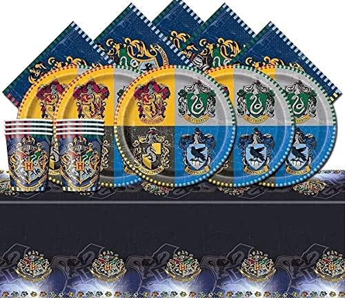Harry Potter Party Supplies Kids Birthday Party Tableware Plates Cups Napkins Table Cover- Serves 16 Guest
