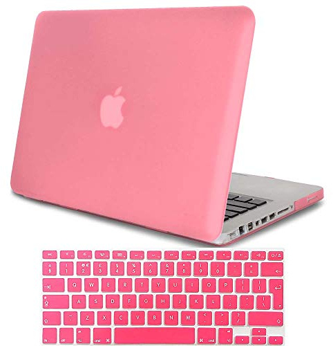 FINDING CASE Bundle 2 In 1 Rubberized Matte Plastic Hard Shell Case For MacBook Pro 15 Inch with CD-ROM (non-retina) A1286, Case + UK/EU layout Keyboard Cover (Baby pink)