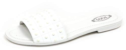 Tod's F3212 Sandalo Donna patent White Scarpe Rubber Studs Shoe Woman [35]