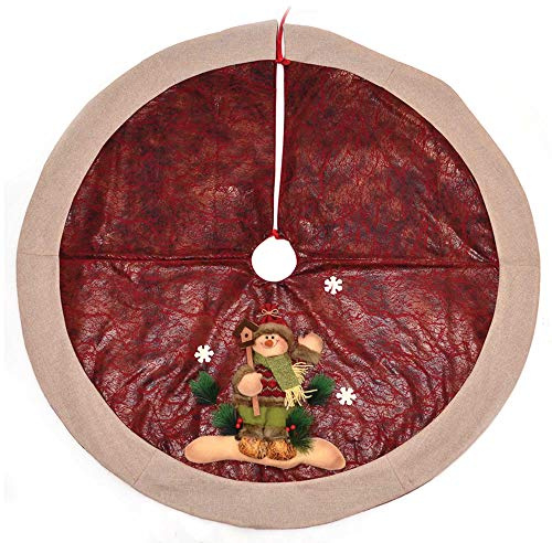 Deluxe Christmas Tree Skirt Base Cover with 3D Snowman Handmade Xmas Width 122cm Perfect for 5ft-8ft Holiday Home Decorations