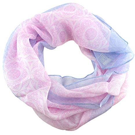TigerTie - Chiffon Designer Seidenschal in rosa blau grau gemustert - Halstuch Gr. 160 x 30 cm