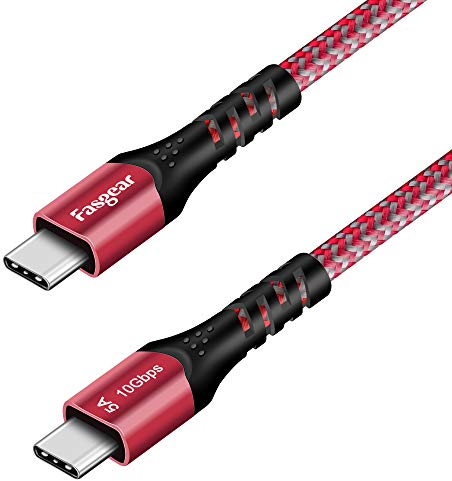 Fasgear - Cavo da USB C a Tipo C, cavo USB 3.1 Tipo C Gen 2 per ricarica rapida, 100 W, 20 V / 5 A, trasferimento dati 10 Gbps, uscita video 4K@60 Hz, compatibile con tipo C (1m, Rosso)