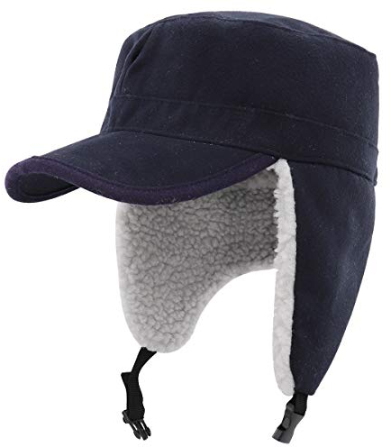 Gisdanchz Winter Basecap Mütze mit Ohrenklappen Herren Trappermütze Männer Fleece Cappy Frauen Wintermütze Baseballcap Russische Mütze Damen Russen Fliegermütze Ushanka Schirmmütze Navy Blau