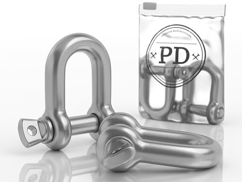 PD® Schäkel Edelstahl 5mm | D Ring Schekel aus Edelstahl A4 | Rostfreie Bogen Schäkel Hochfest | 2 Stück