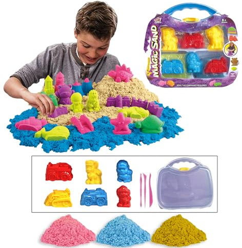 Kidoloop 2 in 1 Moulding Play Sand 1kg with Storage Bag and Accessories Ideal for Indoor and Outdoor Play Beach Garden Toys for Boys and Girls