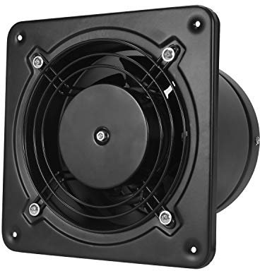Hon&Guan Abluftventilator Badlüfter Fan ø150mm Industrieller Metall Wandventilator Lüfter Abluft Leise für Dachboden, Garage, Badezimmer (Schwarz)