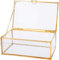 Homtone 14.5x9x5.5cm Golden Vintage Glasbox, Terrarium Retro Schmuckkasten Transparent Glass Schmuck Storage Organizer, für Hochzeit Geburtstagsfeier Dekor