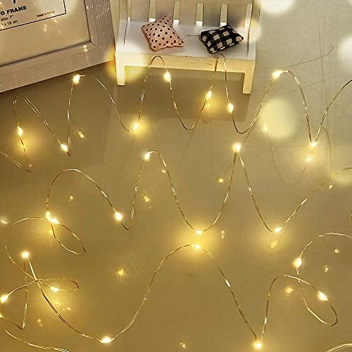 Battery Fairy Lights Indoor, Dalugo 50 LED Warm White Copper Wire String Lights for Home Decorations, Bedrooms, Party, Wedding