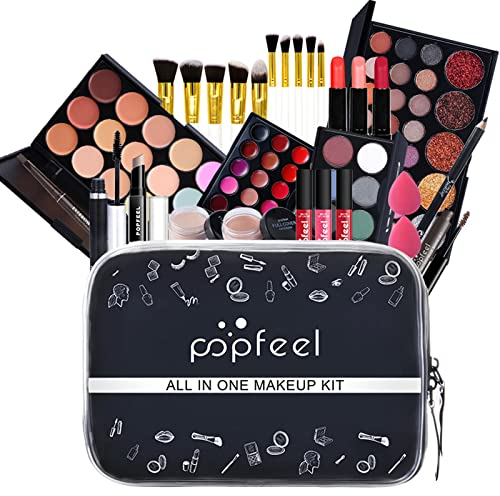 FantasyDay Multifunktions Exquisite Make-up Geschenkset Kosmetik Schmink Kit für Gesicht, Augen und Lippen - Makeup Paletten Schminkkoffer mit Lidschatten Palette, Lippenstift, Rouge, Mascara, Pinsel