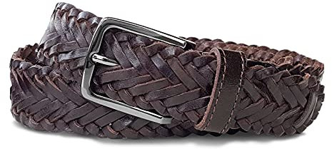 ROYALZ Flechtgürtel Leder Gürtel geflochten Herren Damen Ledergürtel Vintage Echtleder Unisex 35 mm breit, Farbe:Braun, Größe:Bundweite 115 cm = Gesamtlänge 130 cm