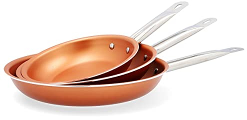 Quid Copper Set 3 Sartenes Aluminio Estampado 20/24/28cm Cobre