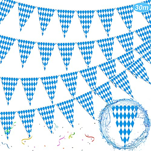 TaimeiMao 30m Oktoberfest Wimpel Girlande,Oktoberfest Girlande Banner,Oktoberfest Girlande Party Wimpelkette,Oktoberfest Bayrische Dekoration,Outdoor Innen Dekoration Bayern,Jeder Wimpel 20 x 30 cm