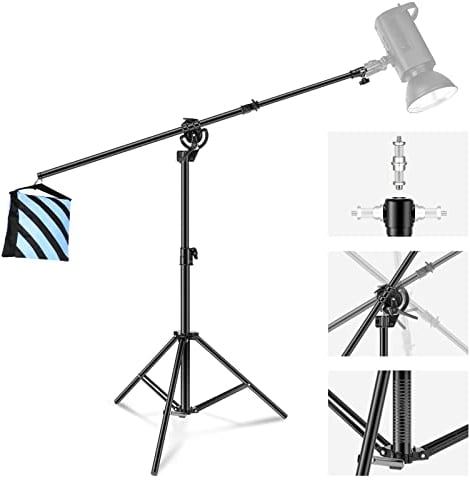 NEEWER 2-in-1 Cavalletto per Fotografia in Lega di Alluminio Resistente 297cm con Asta di Supporto 115cm & VUOTO Sacco di Sabbia, per Luci, Strobi, Riflettori&Softbox per Registrazion video ecc.