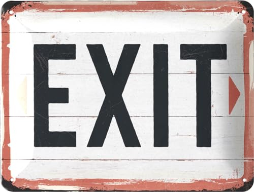 Cartel de chapa Exit – Cartel vintage de cine como decoración para fiestas, bares y bar – Cartel retro de metal como regalo – nostálgico salida Sign en imitación de madera 15 x 20 cm