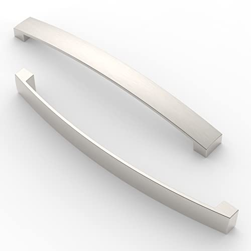 FURNIWARE Tirador de 10 piezas para muebles, distancia del agujero de 192 mm, tirador de arco para gabinete, tirador de cocina, para puerta de armario de cocina, baño,níquel cepillado
