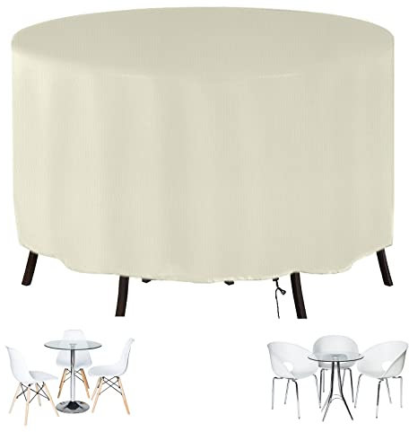CJFBDY Rund Gartenmöbel Abdeckung 150x50cm Draussen Terrassenmöbelbezüge Wasserdicht, Winddicht, UV-beständig 420D Oxford Gewebe Schutzhülle, Rund Abdeckhaube für Gartentisch