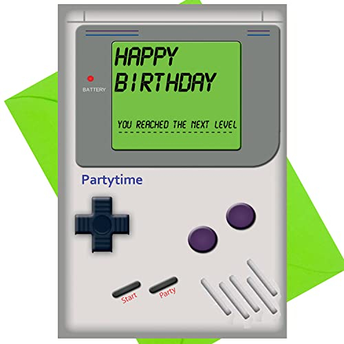 KARTEN 24 VERSAND Lustige Geburtstagskarte Game Gamer Gaming Level up on Zocker zocken lustig Glückwunschkarte Controller Tablet Handy Party 30 40 50 Geburtstag Happy Birthday card Vintage Frau Mann