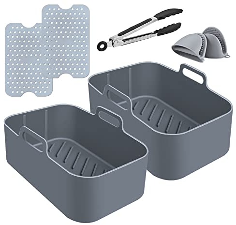 Mocraft Air Fryer Liner, Silicone Air Fryer Liners for Ninja Foodi AF300UK 7Pcs Ninja Air Fryer Accessories Reusable Silicone Basket for Ninja Dual Air Fryer