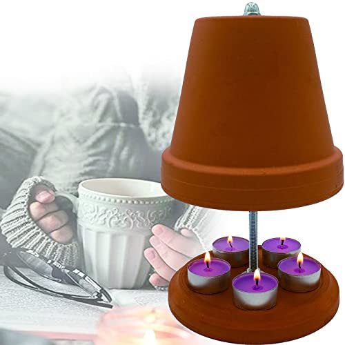 Chauffage Bougie Terre Cuite,Four À Bougies Chauffe-Plat,Bougie Four CheminéE Table,Réchauffeur de Bougies Chauffe-thé en Terre Cuite pour la Maison, Le Jardin(sans Bougie),Brown