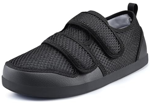 Scarpa Ortopedica Donna Scarpe Diabetiche Uomo Pantofole Ortopediche Regolabili Pantofole Camminata Anziani Strappo Traspirante Nero-A 40EU